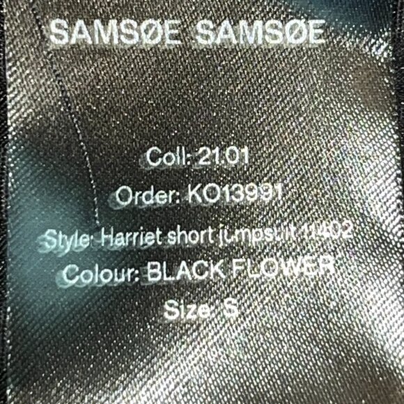 SAMSOE HARRIET SHORT PLAYSUIT JUMPSUIT ROMPER in BLACK FLOWER BALLOON SLEEVES -S - Picture 15 of 16